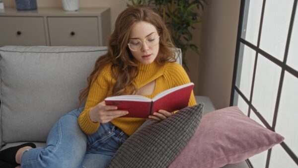 woman reading book