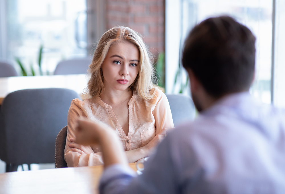 woman looking at man