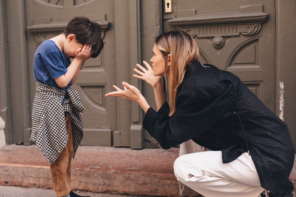 mother shouting at kid
