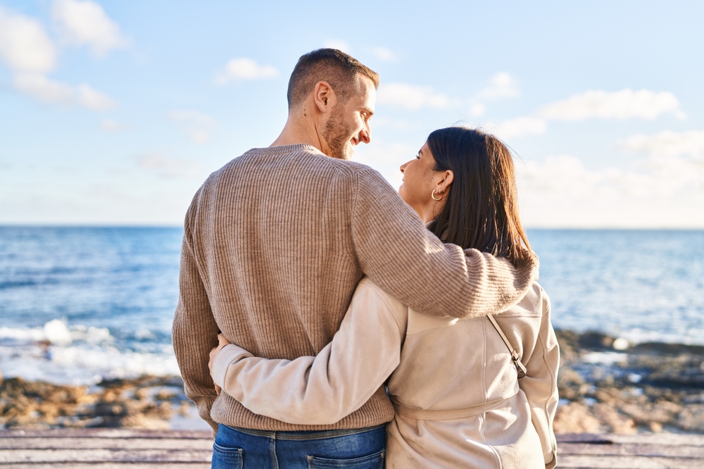 woman and man at beach