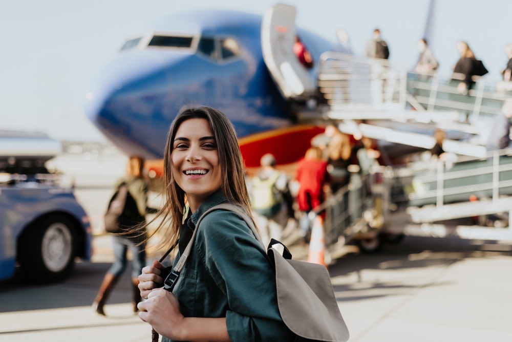 woman boarding flight