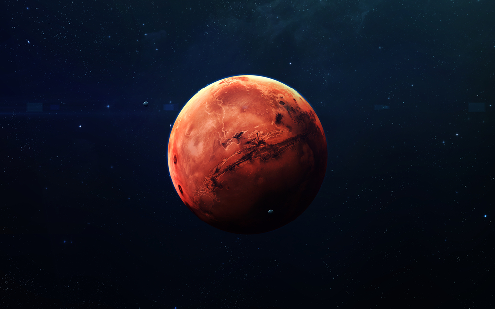 mars in the night sky