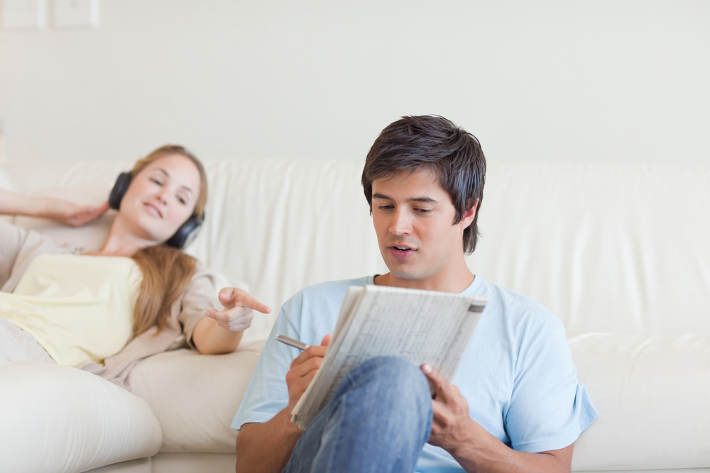 woman and man talking